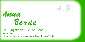 anna berde business card